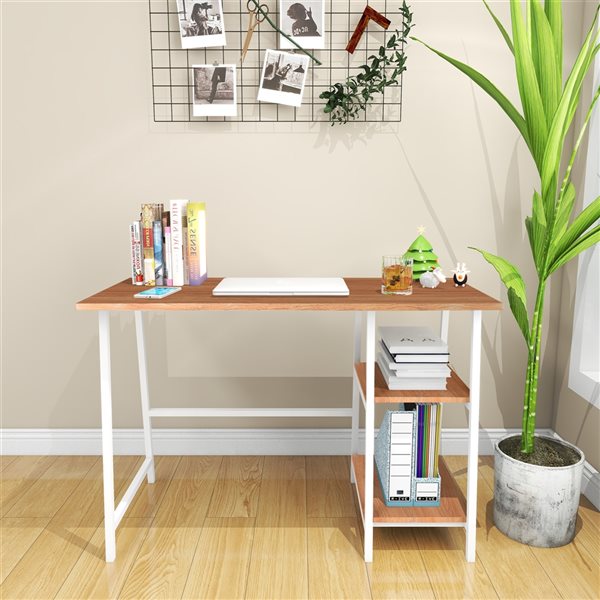 CASAINC 37.4-in Brown/White Traditional Writing Desk