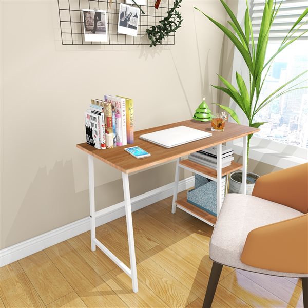 CASAINC 37.4-in Brown/White Traditional Writing Desk