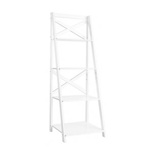 CASAINC White Wood 4-Shelf Ladder Bookcase