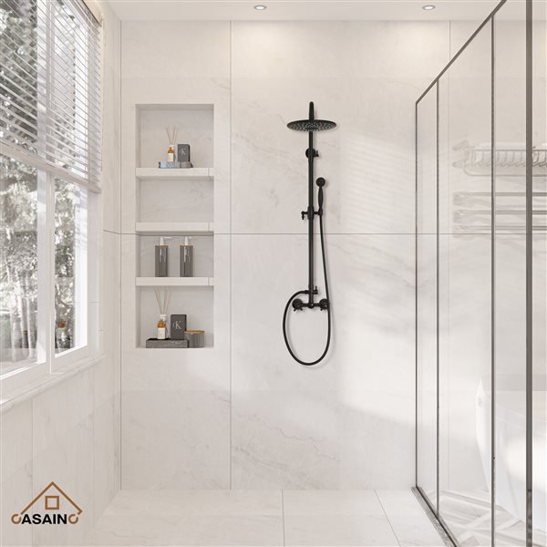 CASAINC Matte Black 10-in Rainfall Built-In Shower System