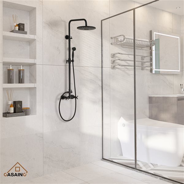 CASAINC Matte Black 10-in Rainfall Built-In Shower System