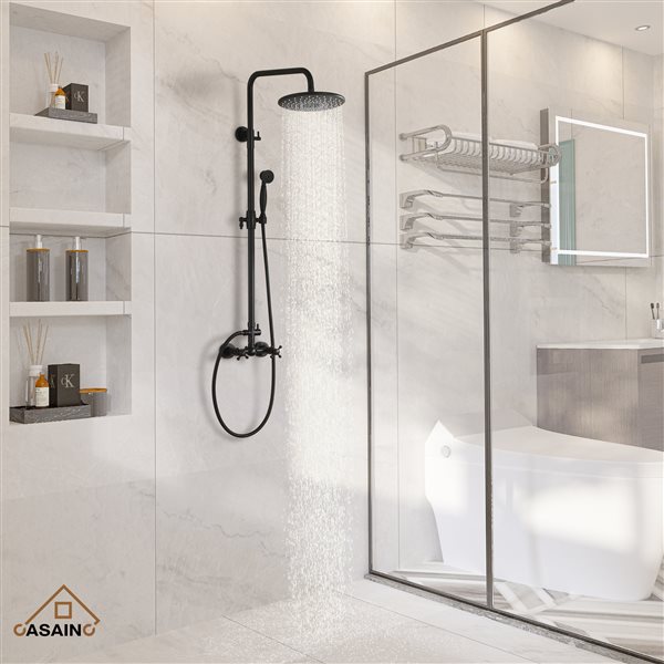 CASAINC Matte Black 10-in Rainfall Built-In Shower System