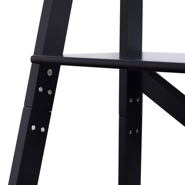 CASAINC Black Wood 4-Shelf Ladder Bookcase