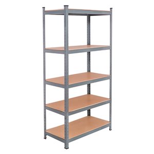 CASAINC Grey Metal 5-Shelf Standard Bookcase