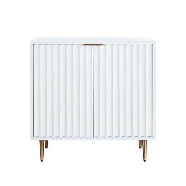 CASAINC White 2-Door Wavy Pattern Accent Cabinet