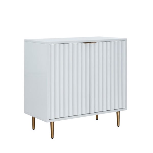 CASAINC White 2-Door Wavy Pattern Accent Cabinet