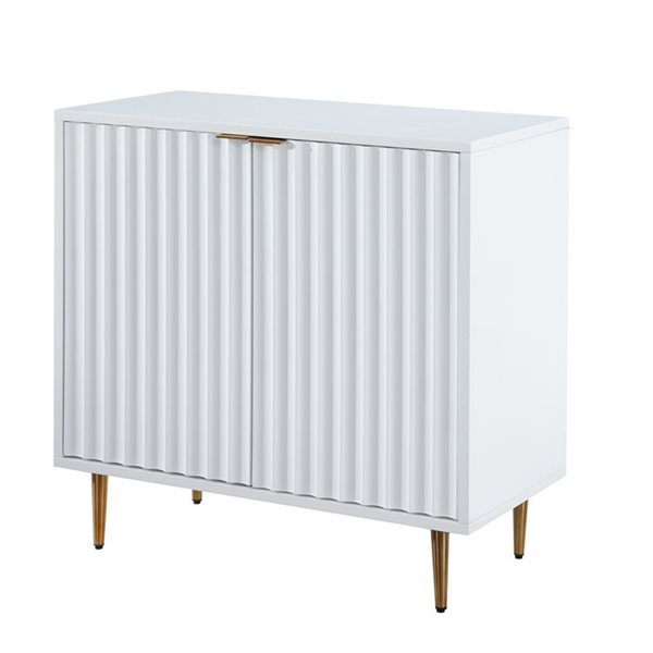 CASAINC White 2-Door Wavy Pattern Accent Cabinet