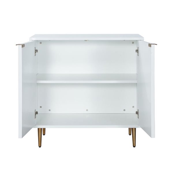 CASAINC White 2-Door Wavy Pattern Accent Cabinet