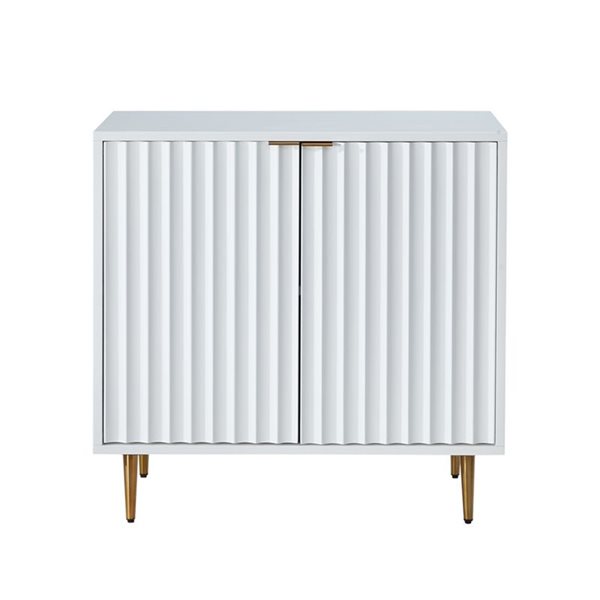 CASAINC White 2-Door Wavy Pattern Accent Cabinet