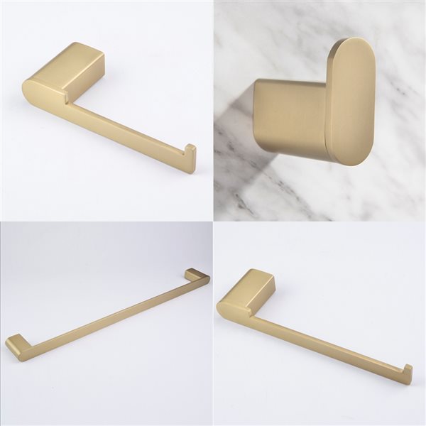 CASAINC 4-Piece Brushed Gold Decorative Bathroom Hardware Set