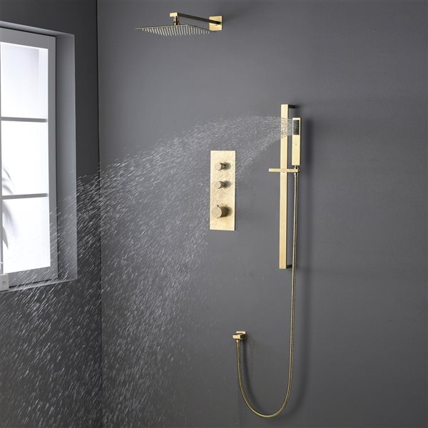 CASAINC Brushed Gold 7.6-l/min 1-Handle Wall Mount Shower Faucet with Valve Included