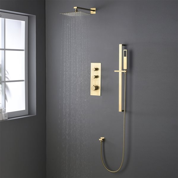 CASAINC Brushed Gold 7.6-l/min 1-Handle Wall Mount Shower Faucet with Valve Included