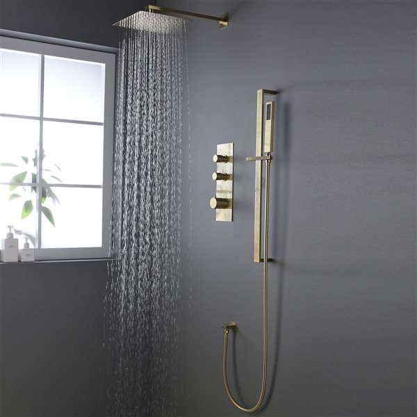 CASAINC Brushed Gold 7.6-l/min 1-Handle Wall Mount Shower Faucet with Valve Included