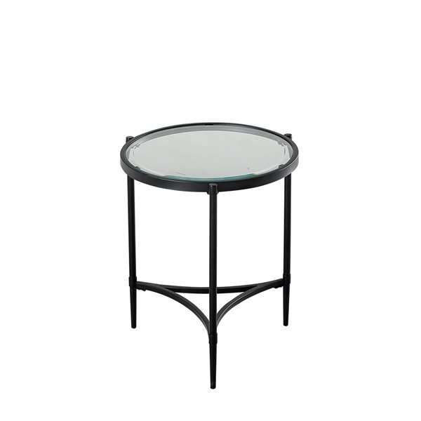CASAINC Black Glass Round End Table