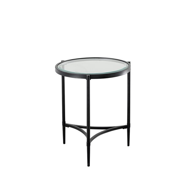 CASAINC Black Glass Round End Table