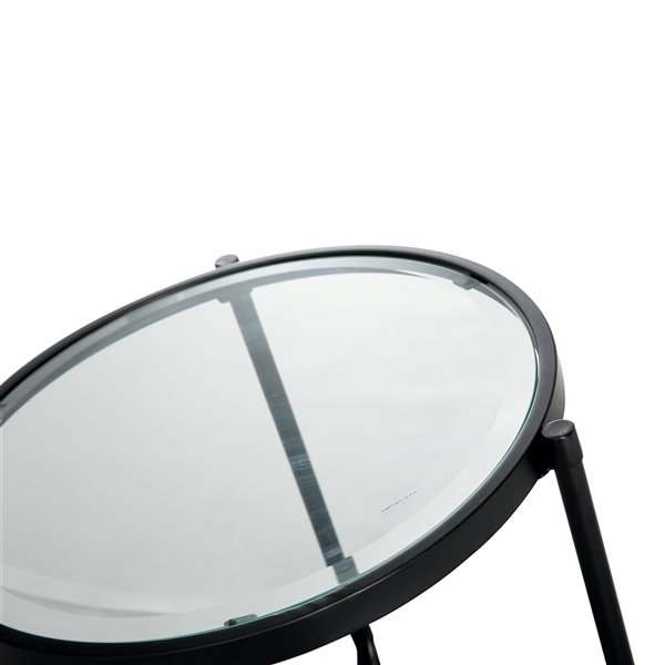 CASAINC Black Glass Round End Table