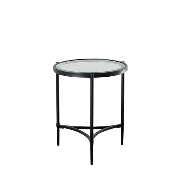 CASAINC Black Glass Round End Table