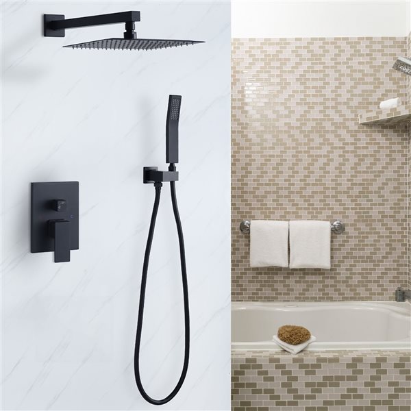 CASAINC 9.5-l/min 10-in Matte Black Wall Mount Built-In Shower System