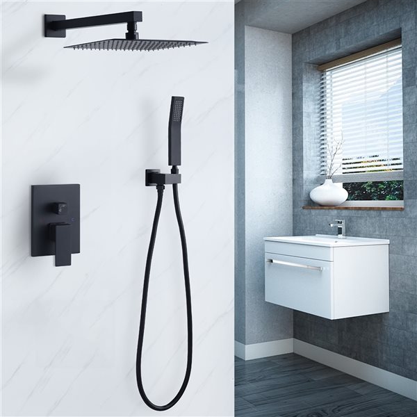 CASAINC 9.5-l/min 10-in Matte Black Wall Mount Built-In Shower System