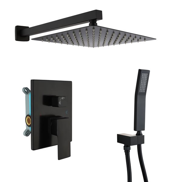 CASAINC 9.5-l/min 10-in Matte Black Wall Mount Built-In Shower System