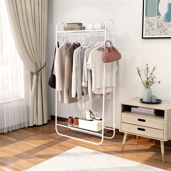 CASAINC White Double Rods Multifunctional Bedroom Clothing Rack YD