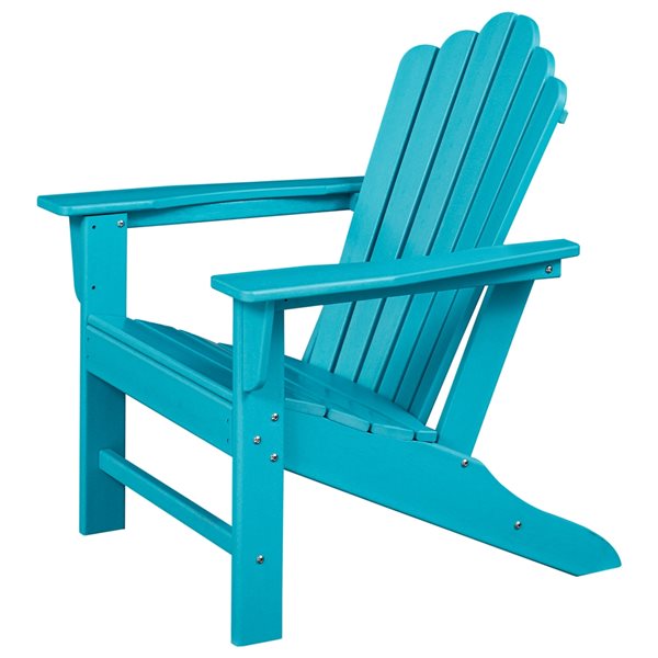 CASAINC Blue Plastic Stationary Adirondack Chair with Slat Seat WFEHAC ...