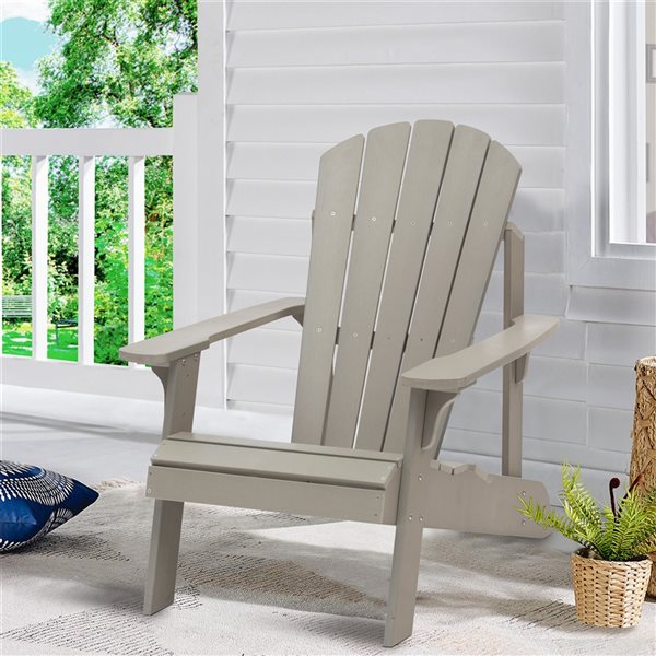 CASAINC Grey Plastic Frame Stationary Adirondack Chair with Slat Seat