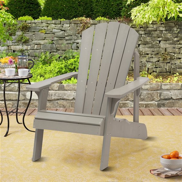 CASAINC Grey Plastic Frame Stationary Adirondack Chair with Slat Seat