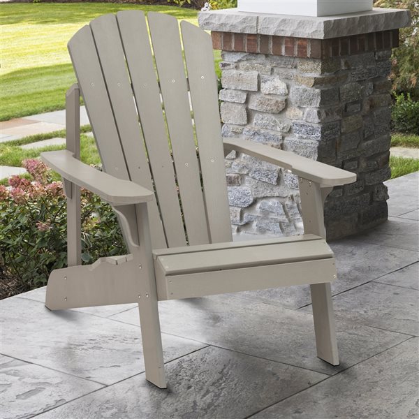 CASAINC Grey Plastic Frame Stationary Adirondack Chair with Slat Seat