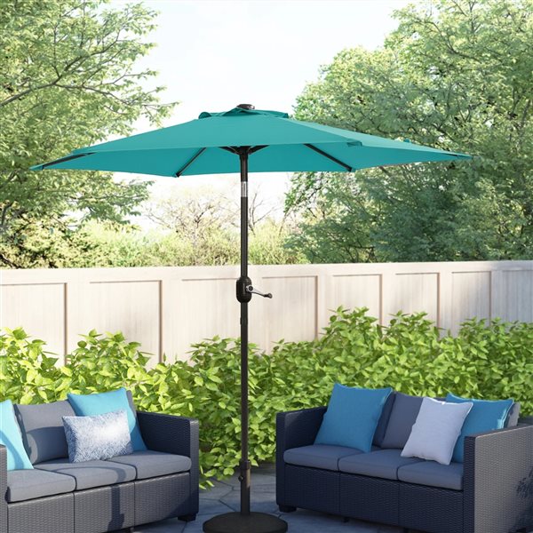 Casainc 7.5-ft Lake Blue Garden Patio Umbrella Crank