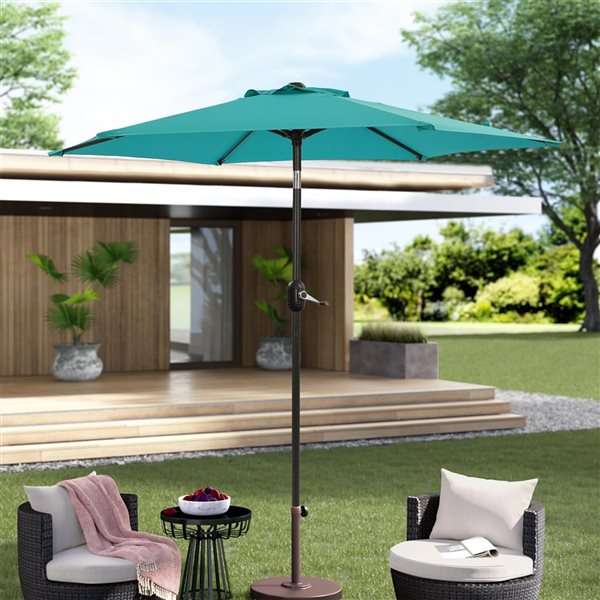 Casainc 7.5-ft Lake Blue Garden Patio Umbrella Crank