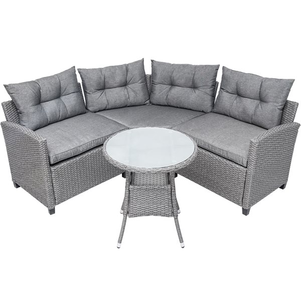 CASAINC 4-Piece Metal Frame Patio Conversation Set with Cushions and ...