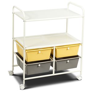 CASAINC 4-Drawer Yellow Rolling Storage Cart