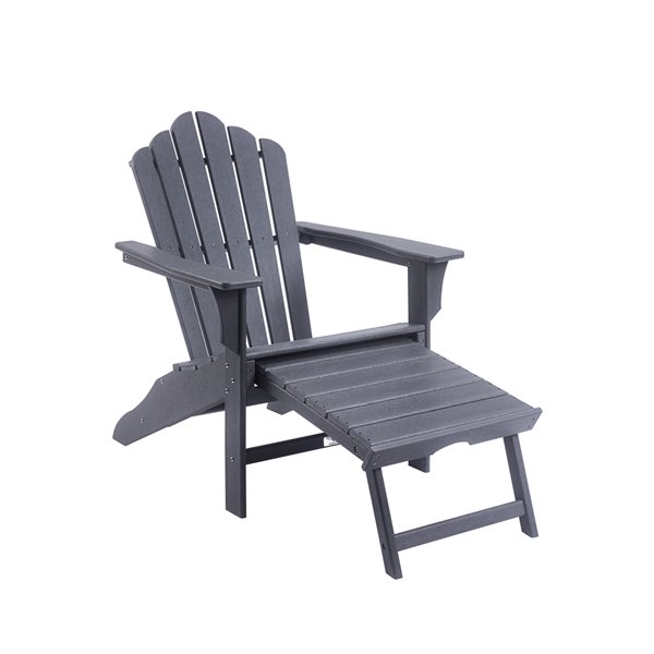 CASAINC Plastic Stationary Adirondack Grey Chair with Slat Seat | RONA