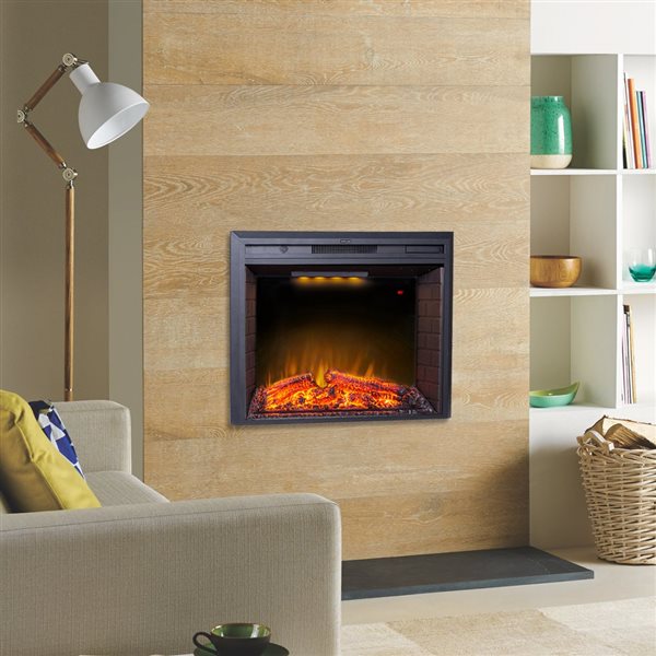 CASAINC 36-in LED Electric Fireplace Insert in Black