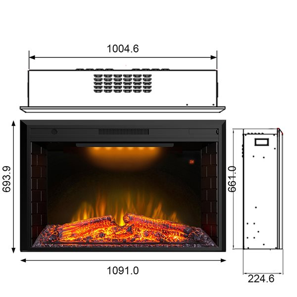 CASAINC 36-in LED Electric Fireplace Insert in Black