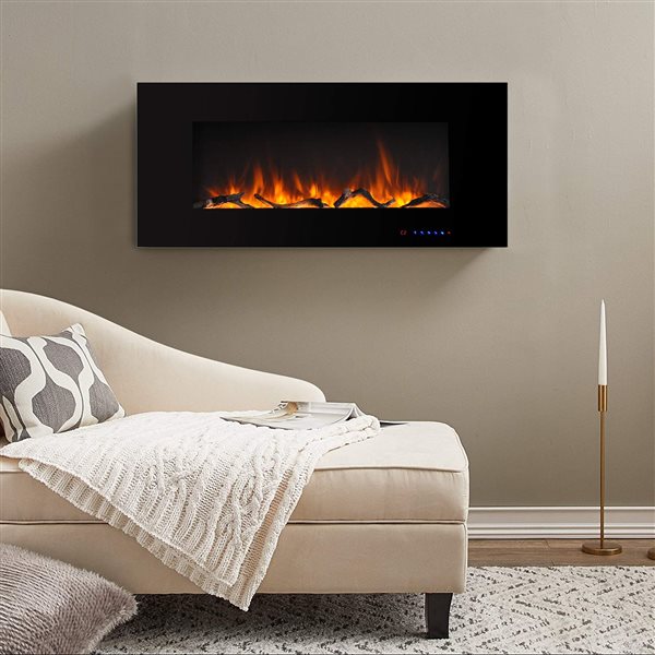 CASAINC 42-in Wall-Mounted Electric Fireplace in Black