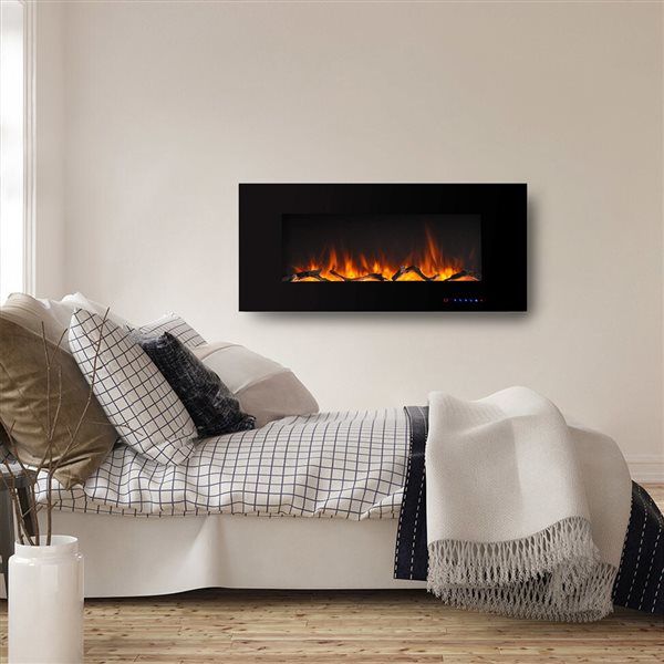 CASAINC 42-in Wall-Mounted Electric Fireplace in Black