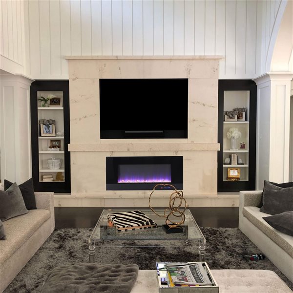 CASAINC 42-in Wall-Mounted Electric Fireplace in Black