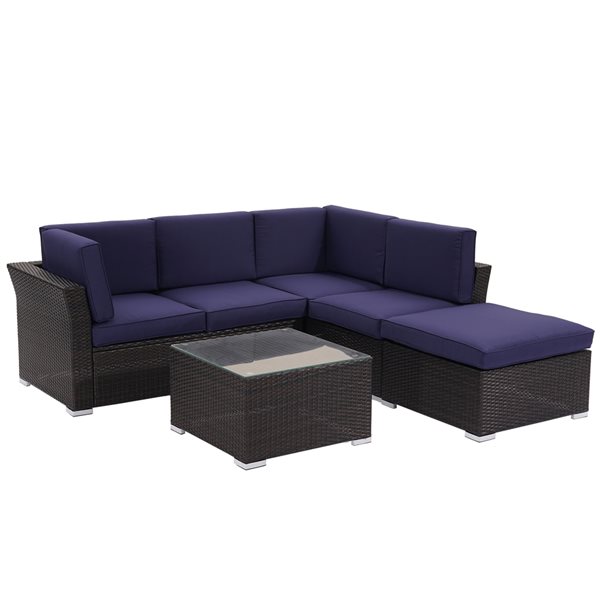CASAINC 4-Piece Metal Frame Patio Conversation Set with Navy ...