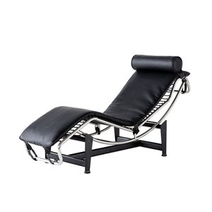 CASAINC Casual Black Faux Leather Chaise Lounge
