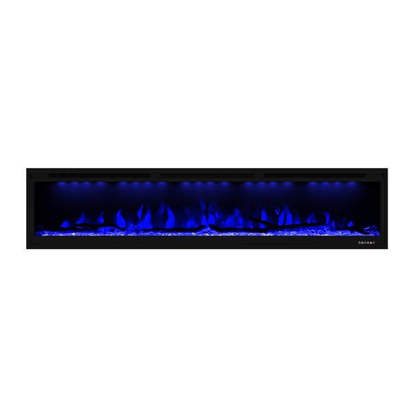 CASAINC 74-in Wall-Mounted and Recessed Electric Fireplace in Black