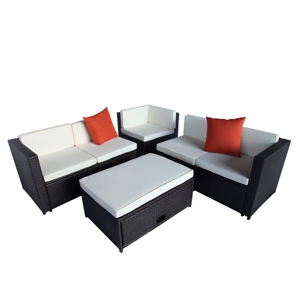 CASAINC 4-Piece Metal Frame Patio Conversation Set with White Cushions ...