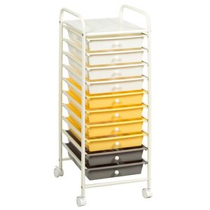 CASAINC 10-Drawer Yellow Rolling Storage Cart