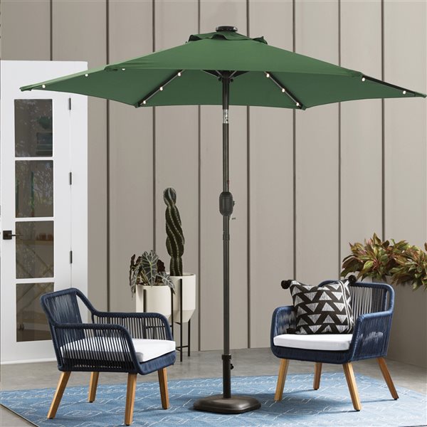 Casainc 7.5-ft Dark Green Garden Patio Umbrella Crank with Light
