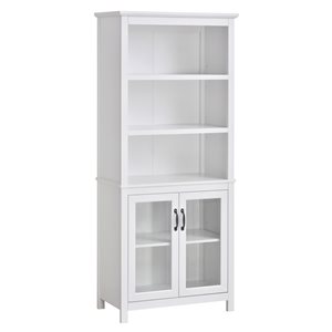 Homcom Freestanding White MDF 3-Shelf Standard Bookcase with 2 Doors