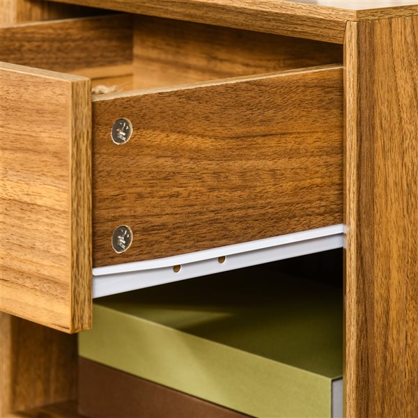 HomCom Walnut Brown MDF Nightstand with 1-Drawer and 1-Shelf