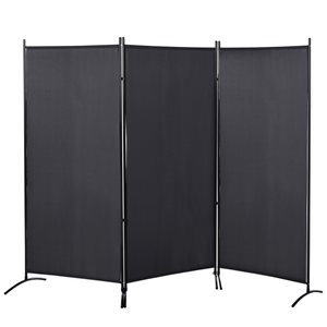 HomCom Grey Foldable Polyester Indoor/Outdoor 3-Panel Privacy Screen