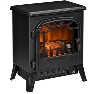 HomCom 14.25-in W Black LED Electric Fireplace