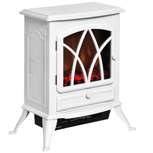 HomCom 17.75-in W White LED Electric Fireplace